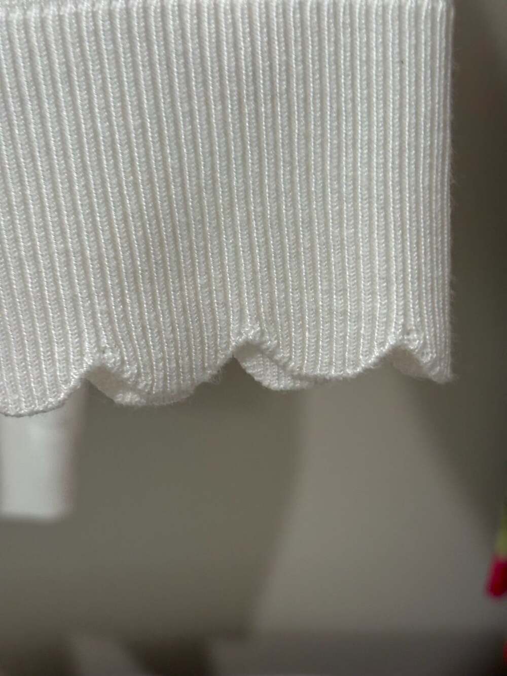 cable & gauge White Cowl Neck Long Sleeve Sweater with Scalloped Edge Detail - Picture 6 of 8